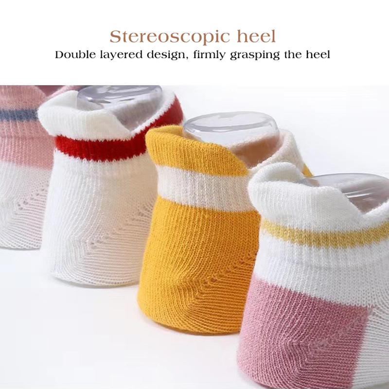 5 Paar Baby Anti-Rutsch Klebe Bootssocken 0-3 Jahre Kinder Frühling Herbst Niedrig Geschnittene Bodensocken Niedliche Cartoon-Tiere Kleinkind Baumwollsocken