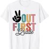 Peace Out T Shirt First Grade Last Day of School Graduation Vintage Washed Stylish Stretched Unisex Soft Breathable