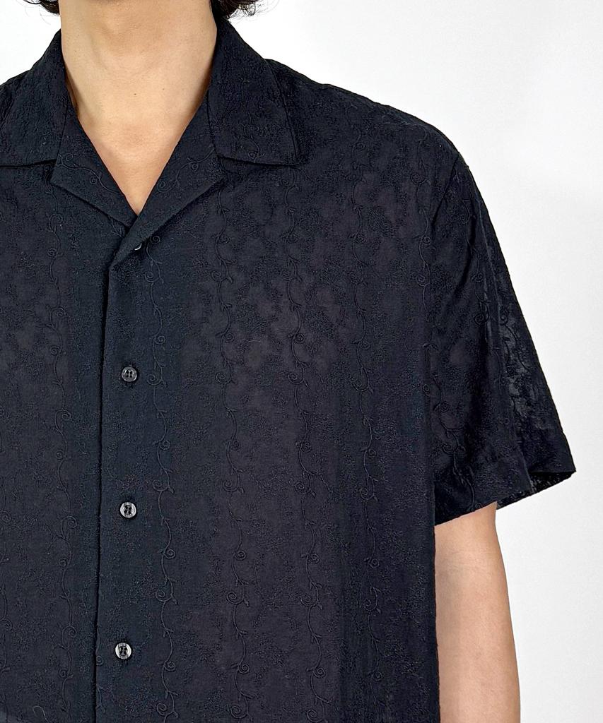 A MADE Ivy Embroidered Semi-See-Through Shirt (Black)