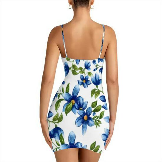 European & American Fashion Sexy Women's Black Print Sling Dress - MH142