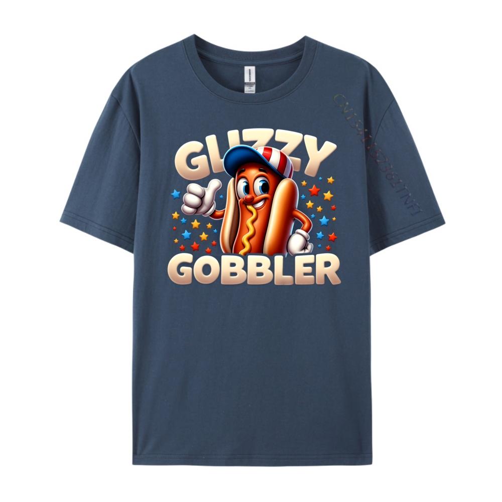 Funny Number One Glizzy Gobbler Hot Dog The 4th Of July Mens Korean Fashion Mens TShirts Vintage Style