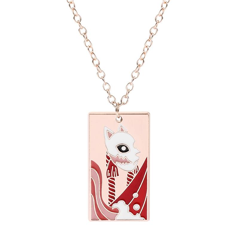 Demon Slayer Anime Enamel Pendant Necklace Unisex Cosplay Jewelry Agatsuma Zenitsu Hashibira Inosuke Character Props