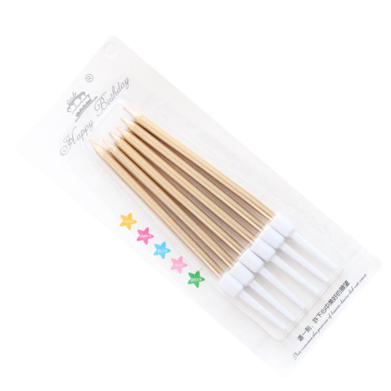 

Creative Gold-plated Pencil Long Birthday Cake Candles, 6-pack Romantic Party Gold and Silver Candles with Sucking Cards B13 rose gold candle