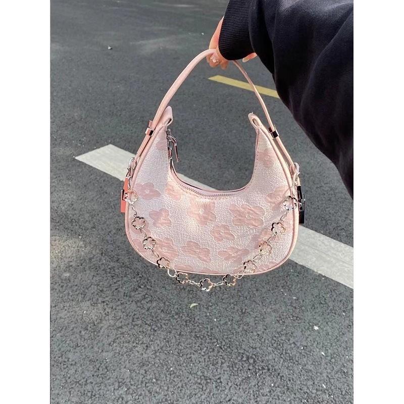 Flower high-value underarm versatile portable shoulder crescent bag trendy fashion chain bag women