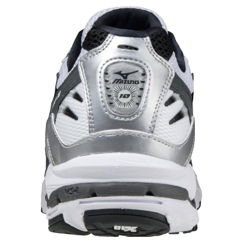 Mizuno Wave Rider 10 Sneakers, White/Black/Silver, Size 26.0 Cm, 2E