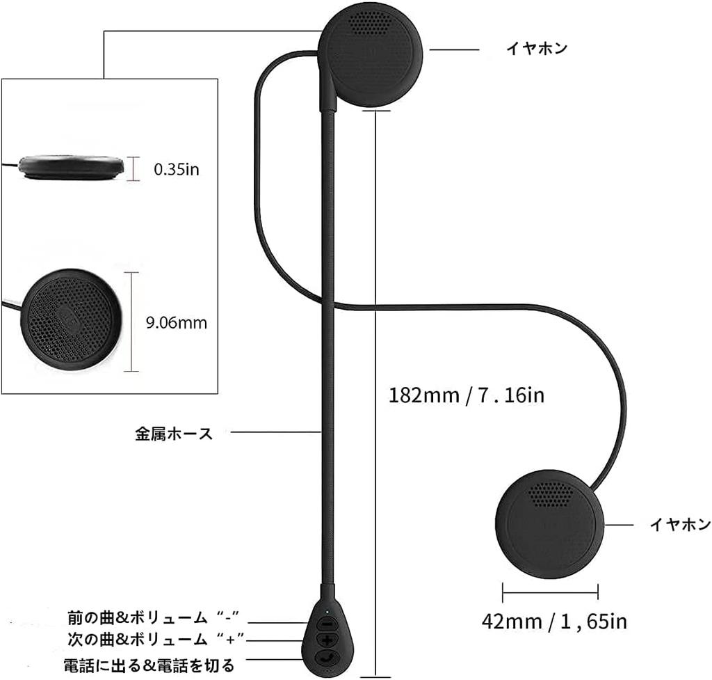 OBEST Motorcycle Headphones, Bluetooth 5.0 Motorcycle Helmet Earphones, Thin, Noise Cancelling, Speaker, Call/Music Support