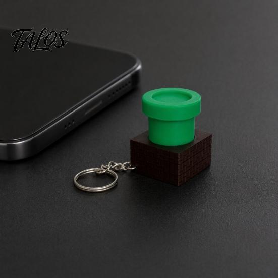Stress Relief Clicker Toy 3D Printed Water Pipe with Keychain, Finger Pocket Fidget Toy, Mini Keyring for Backpack Charm Device