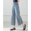 TERRE BLEUE Women's High-Waist Wide-Leg Cropped Jeans