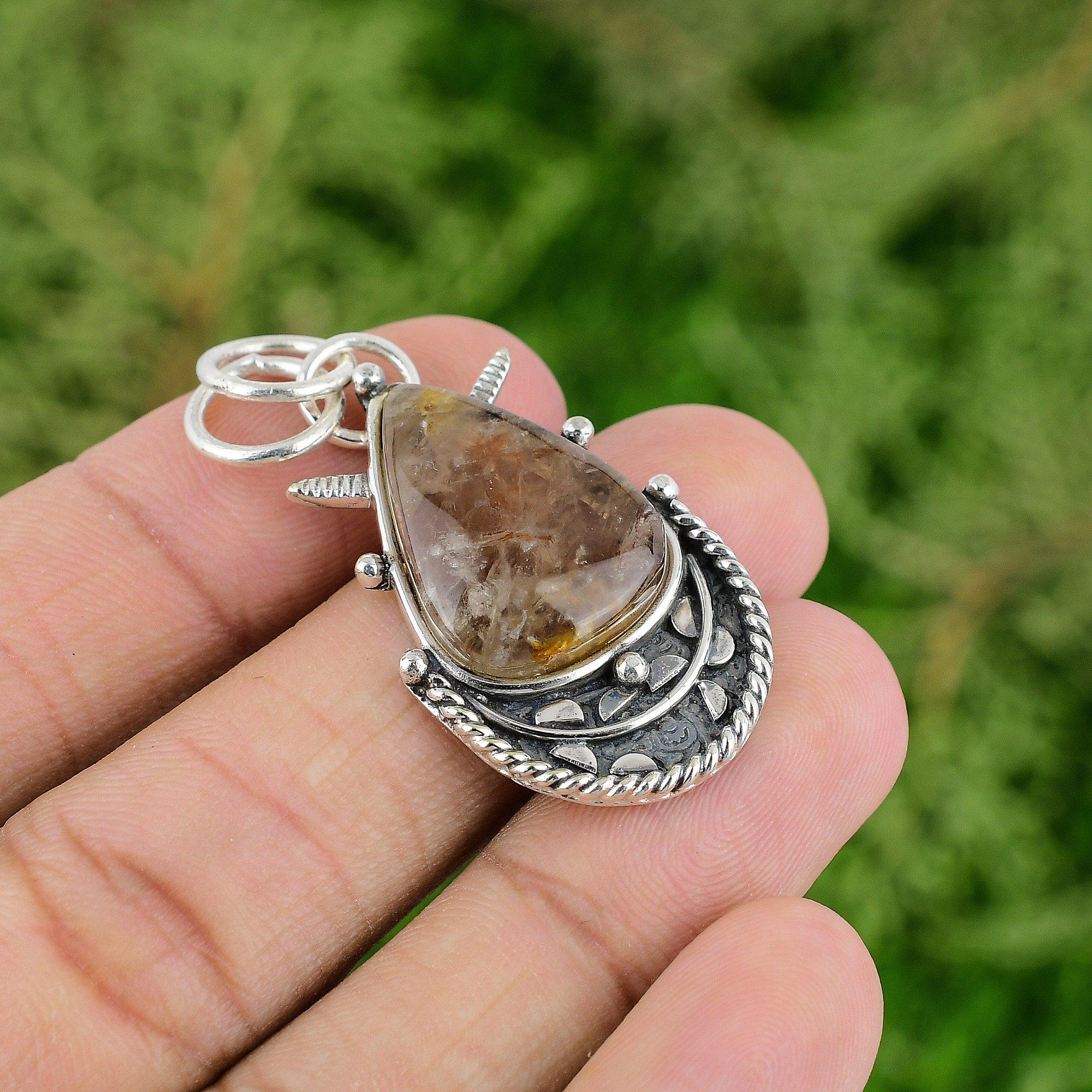 

Elestial Quartz Pendant 925 Sterling Silver Pendant Gemstone Handmade Jewelry Designer Pendant Christmas Gifts