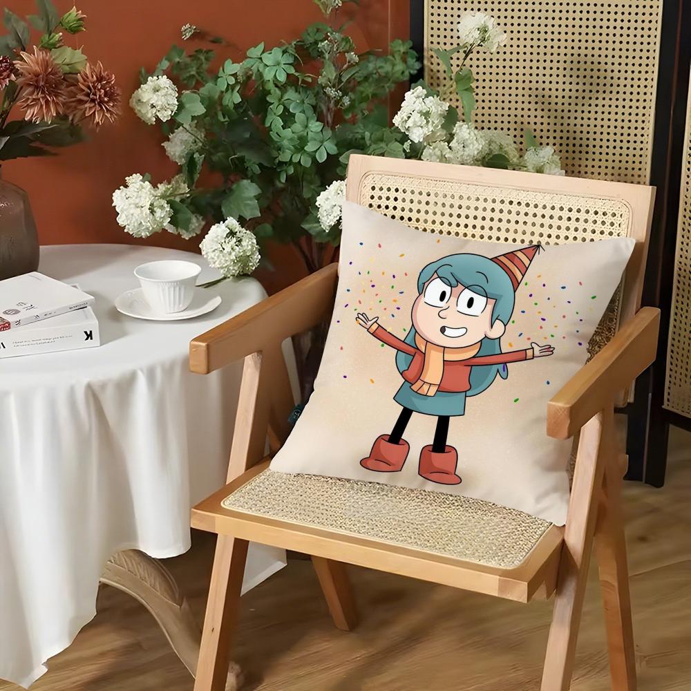 Cartoon HHilda Cushion Cover Silky Short Plush Invisible Zipper Dustproof Sofa Pillow Case for Home Decor