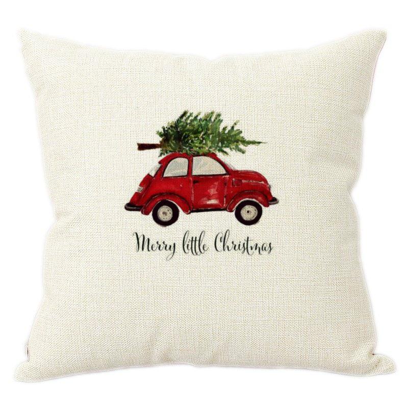 Watercolor Christmas Cars Print Home Decorative Pillow For Sofa Christmas New Year Decoration Cushion Cover Car Pillows Cases