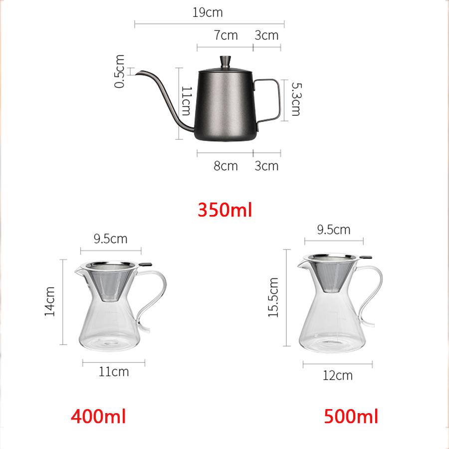 YWDL Hand Brewed Coffee Pot Set Home Ice Drip Sharing Pot With Filters Kitchen Coffeware Pour Over Coffee Drip Kettle