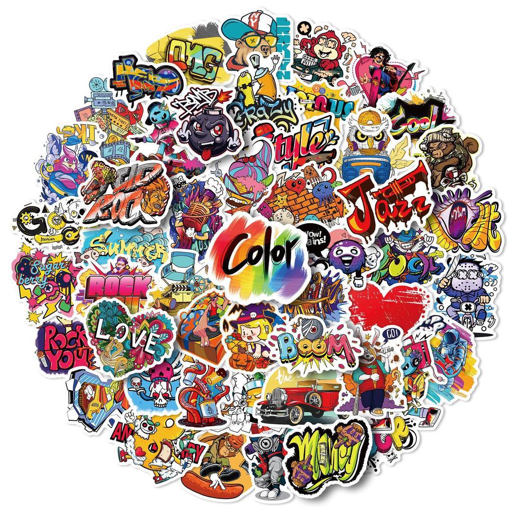 200 coole Graffiti-Aufkleber, personalisierbar mit kreativen Cartoon-Motiven für Roller, Koffer, Notizbücher und Helme