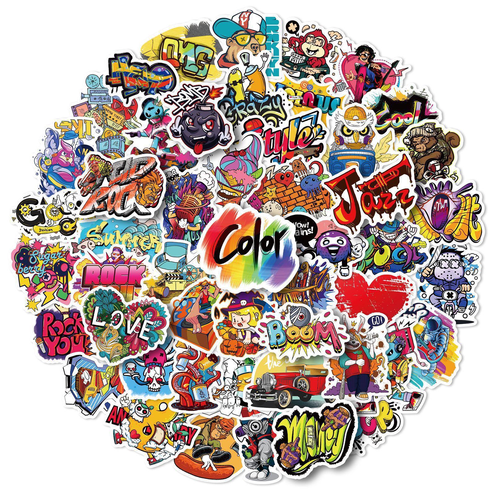 

200 Cool Graffiti Stickers Personalized Creative Cartoon Scooter Suitcase Notebook Helmet Graffiti Stickers