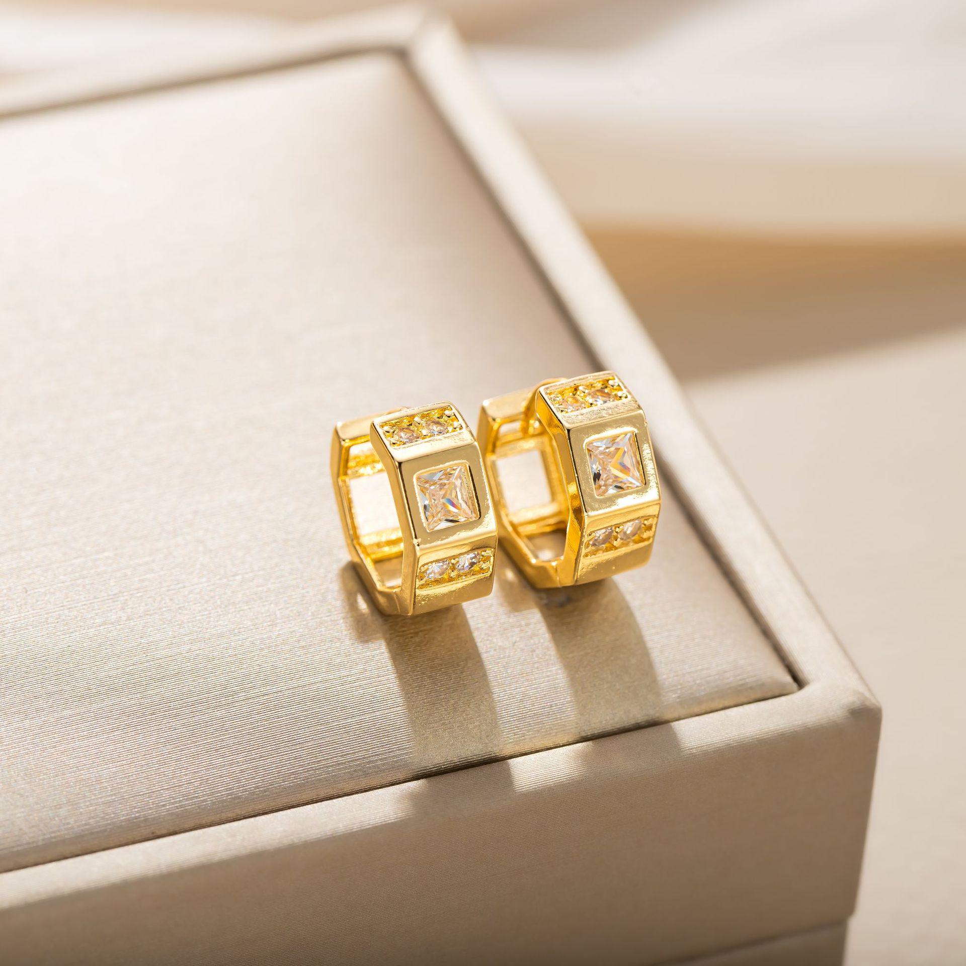 European Bestseller: Micro-set Zircon Geometric Copper Hoop/Stud Earrings