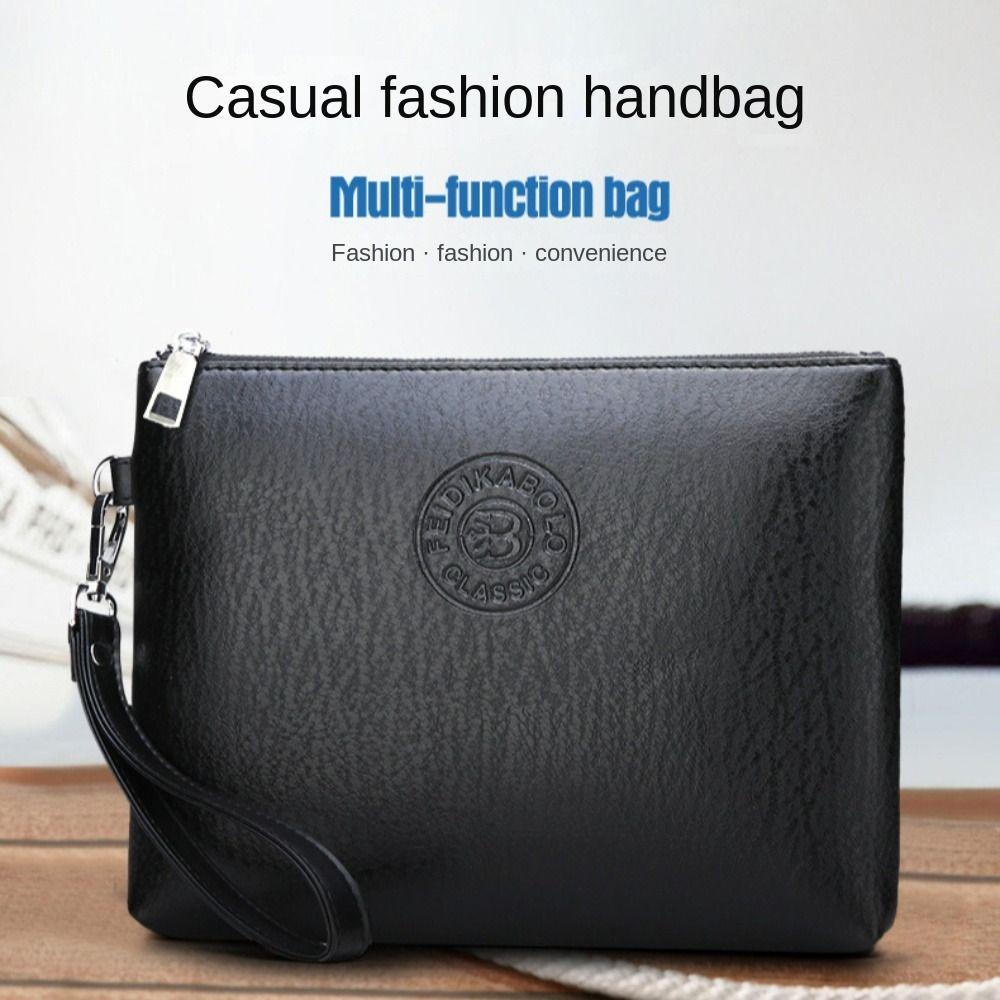 Soft Male Clutch Bag Pu Leather Toiletry Bag Practical Men's Handy Bag  Outdoor