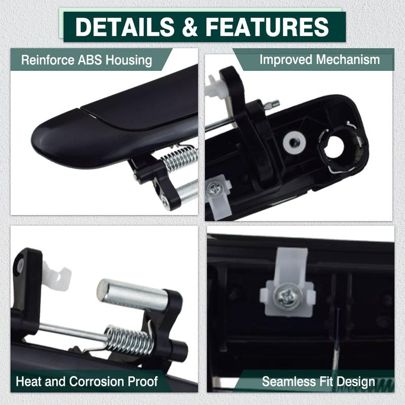 Black Exterior Door Handle Front Rear Left Right for Honda Fit City Jazz 2002-2008 Civic Sedan Coupe 2001-2005 72180-SEL-T01