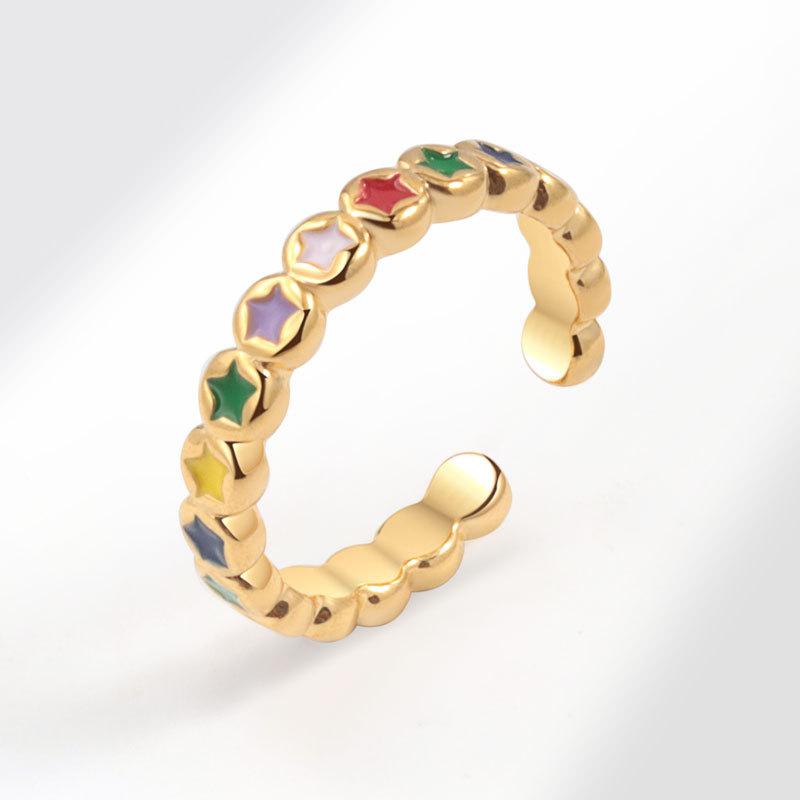 Aukštos kokybės spalvingas emalio širdelės atviro žiedo dizainas, paprastas ir dosnus skonis, moteriškas nišinis, aukštos prabangos emalio mados tendencijų žiedas, papuošalas