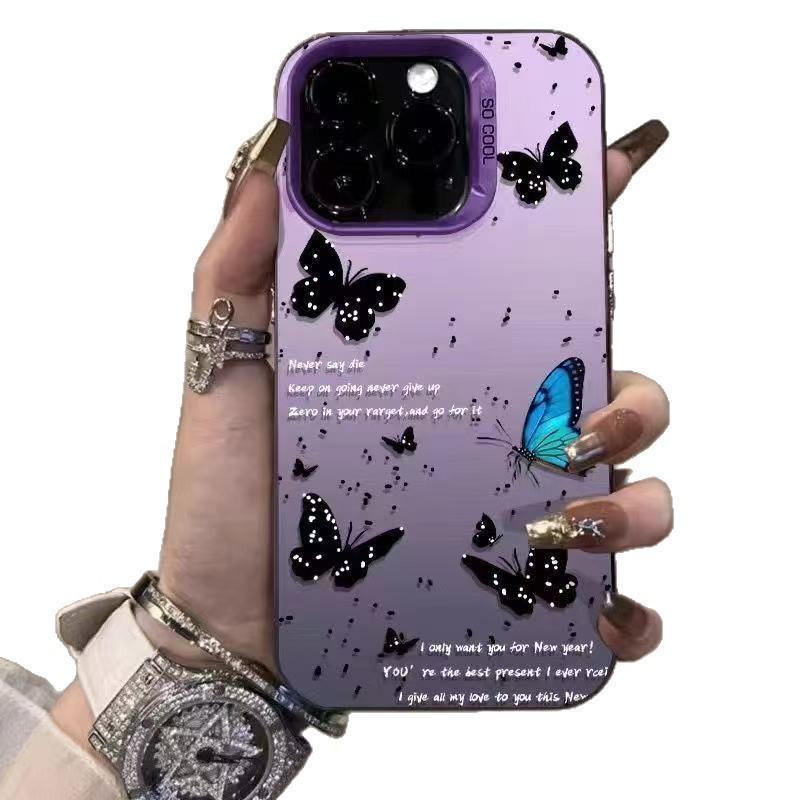Polka Dot Butterfly Phone Case for iPhone 12 to 17 Pro Max.