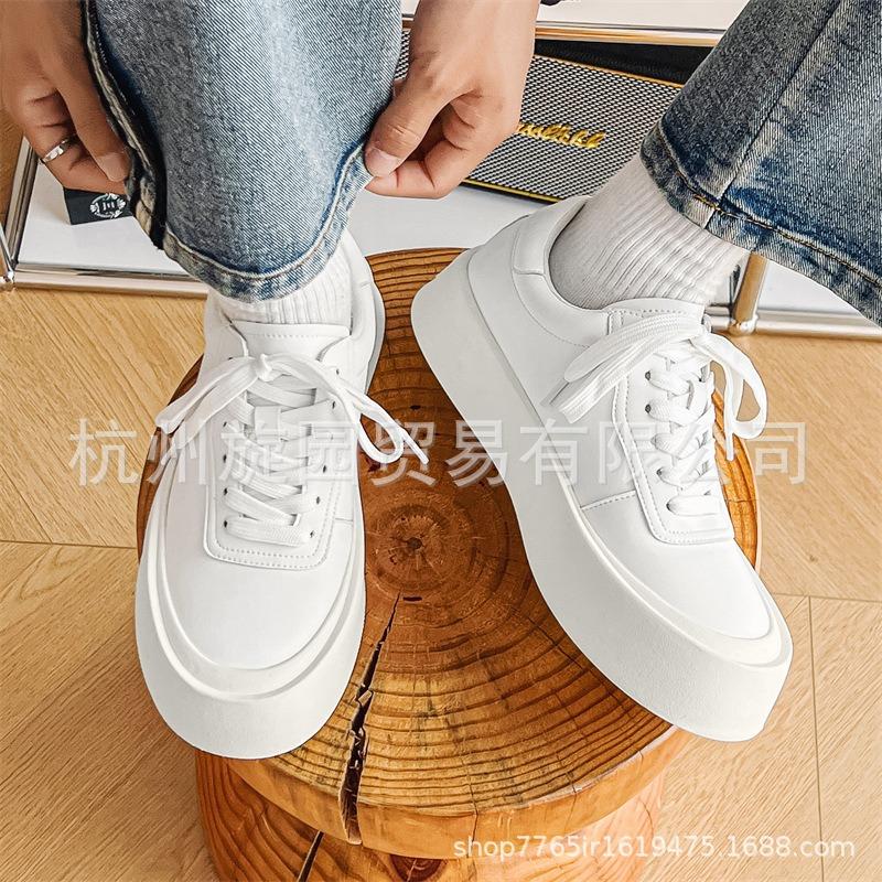 [159] Little White Shoes Men's Trend Versatile Summer Breathable Men's Shoes Thick Sole Heightening Low-top Casual Board Shoes
