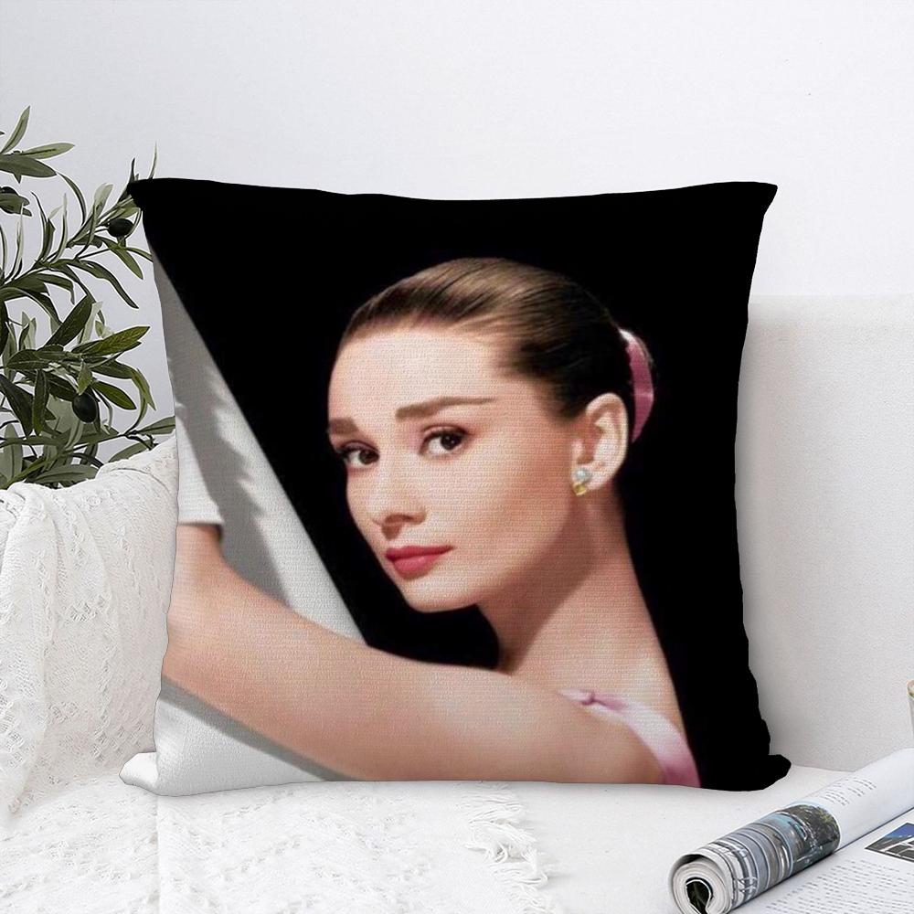 Funda de Almohada Clásica A-Audrey Hepburn Decoración Sofá Hogar Impresión Doble Cara Felpa Cuadrada Fundas para Cojines Decoración