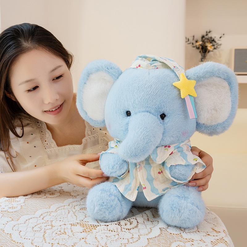 Blue Jiji Elephant Plush - Soothing Cloth Doll for Children's Sleep