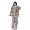 SIPERLARI Brushed Pajama Fluffy Long Cold Weather and Thermal Loungewear Women's Double-Sided Set, Loungewear, Open-Front, Sleeves, Warm, Protection,