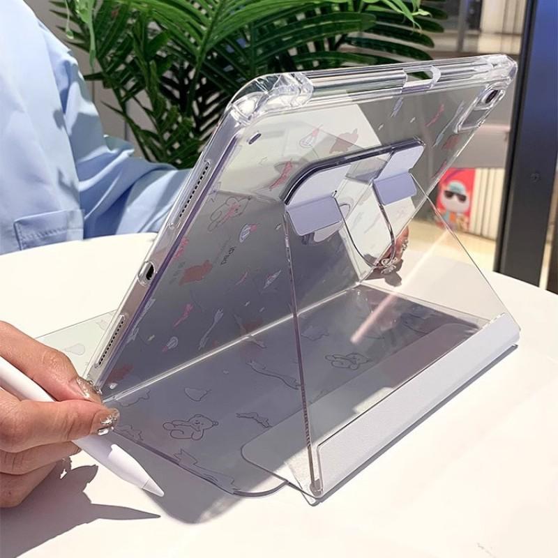IPad Pro 11 Case Air 6 10th Gen Transparent Crystal Cover With Pencil Slot Cartoon Design Shockproof Folio