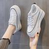 Board shoes women's inner height increase women's shoes muffin thick sole 2025 spring leather new casual mesh small size white shoes women