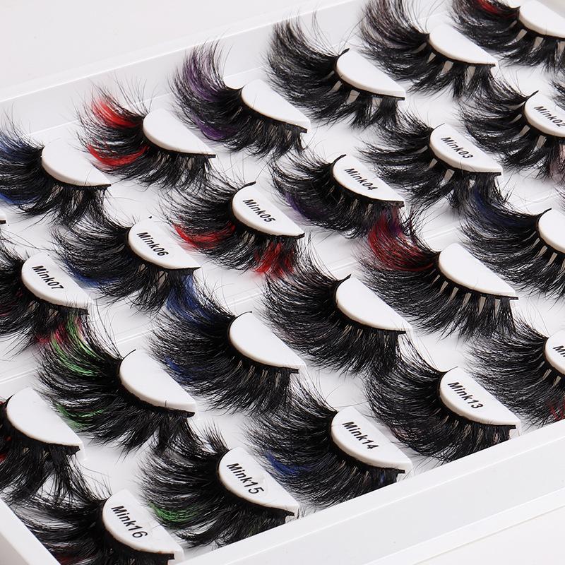 8D Colored Mink Hair False Eyelashes Natural Docile Thick Eyelashes