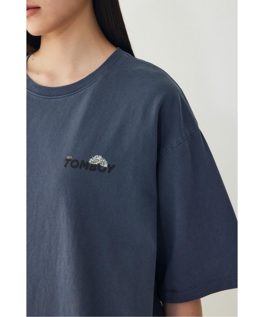 STUDIO TOMBOY Garment Dyed Reversible Print Short Sleeve T-Shirt_Navy 9176322974