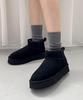 Oriental Traffic Fashion Boots, Short Sheepskin Boots with Thick Soles and Fur, Warm and Lightweight, Black, Size 24.0-24.5 cm
