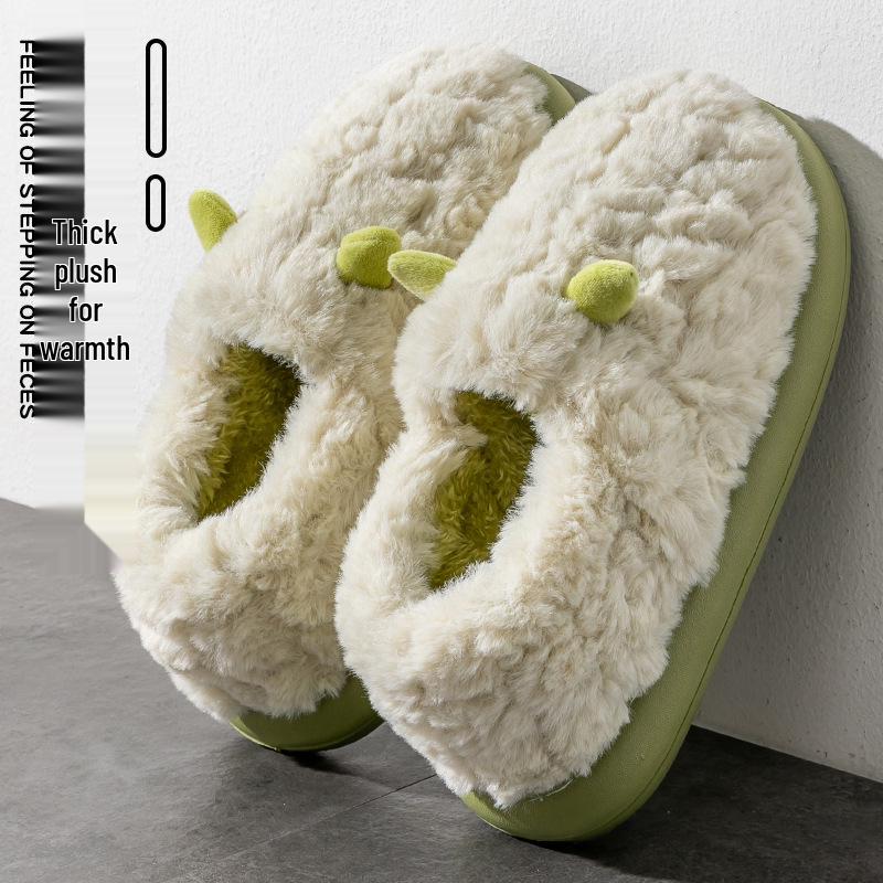 Women's and Men's Plush Non-Slip Indoor Cotton Slippers for Autumn/Winter
