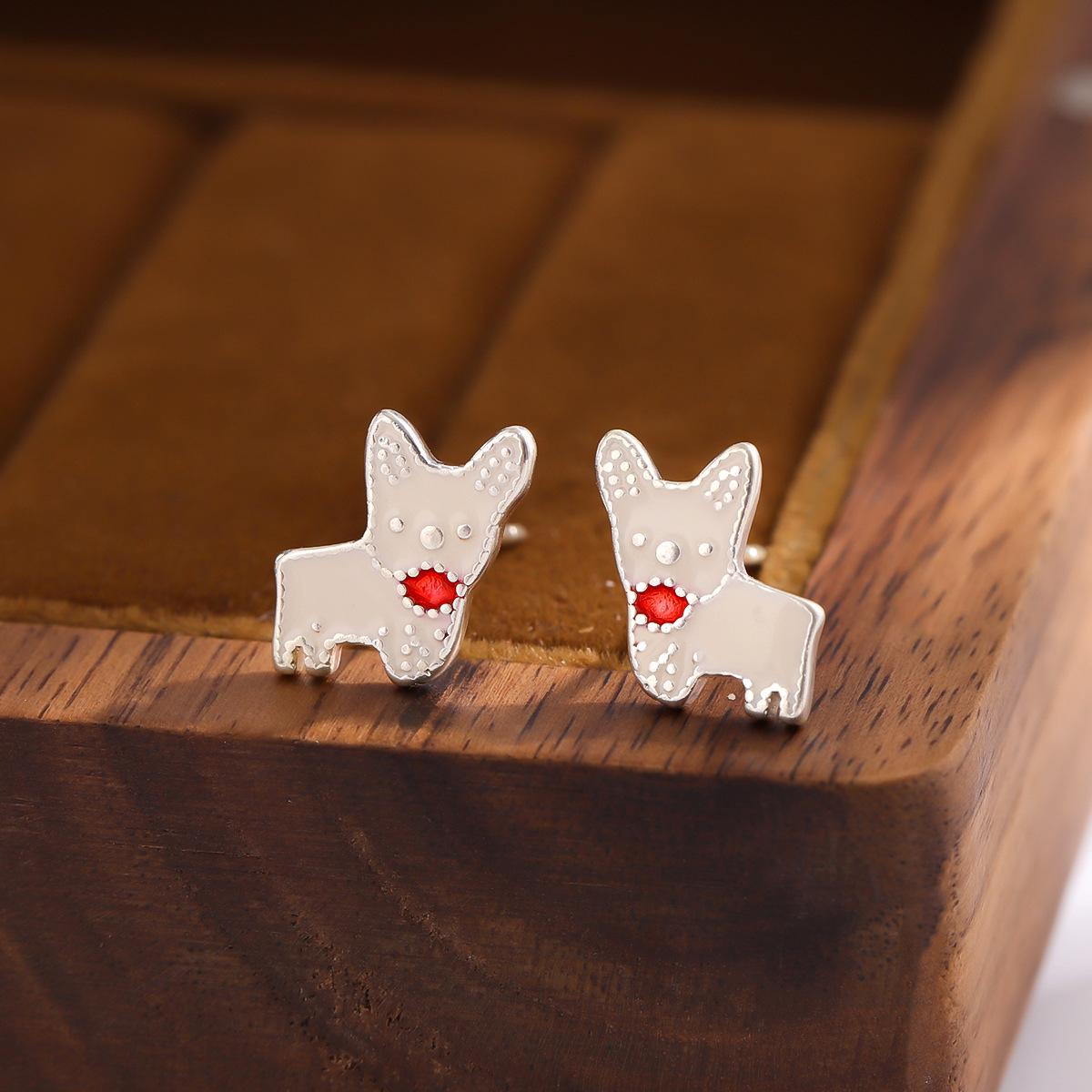 

Chic Puppy Epoxy Stud Earrings for Women