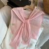 Summer Knitted Shawl Solid Color Neck Guard Scarf Fashion Thin Knotted Cape  for Women