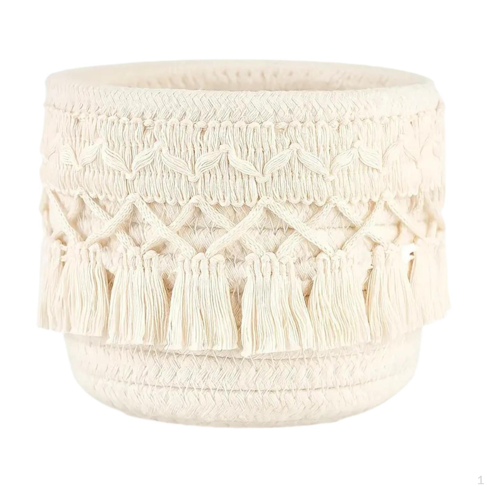 

Мини плетеная корзина витрина для косметики бохо декор держатель для кистей для макияжа настольное хранение для 10x10 белый