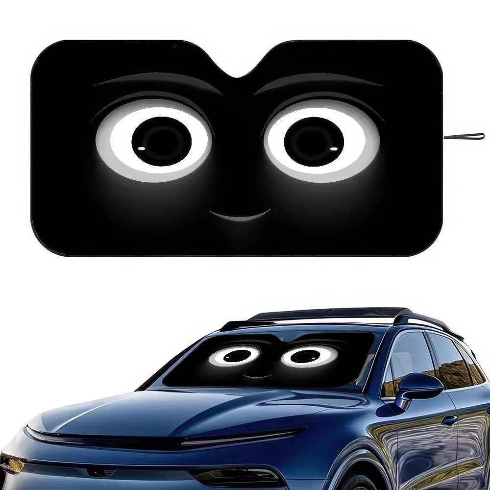 Car Cartoon Devil Eye Demon Smiling Face Car Sun Shade Windshield Shocked Car Front Window Sunshades Cover Keep Vehicle Cool UVWindshield Sunshades 1