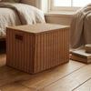 Lidded Storage Box Rigid Woven Rectangular for Bedroom, Living Room