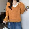 Colorblock Knit Sweater - Women's High-End Autumn/Winter Style, Soft, Loose, and Versatile