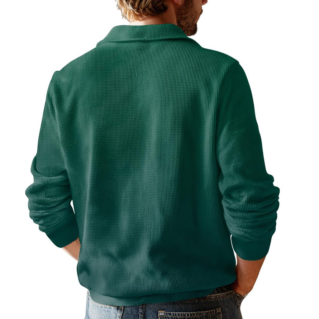 Men's Short Zip Pullover Turtleneck Long Sleeve Top
