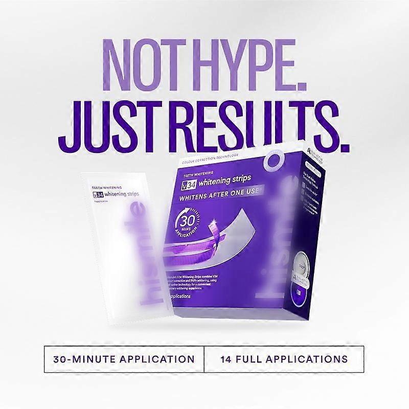 V34 Whitening Strips, Gentle Daily Teeth Cleaning and Care Strips