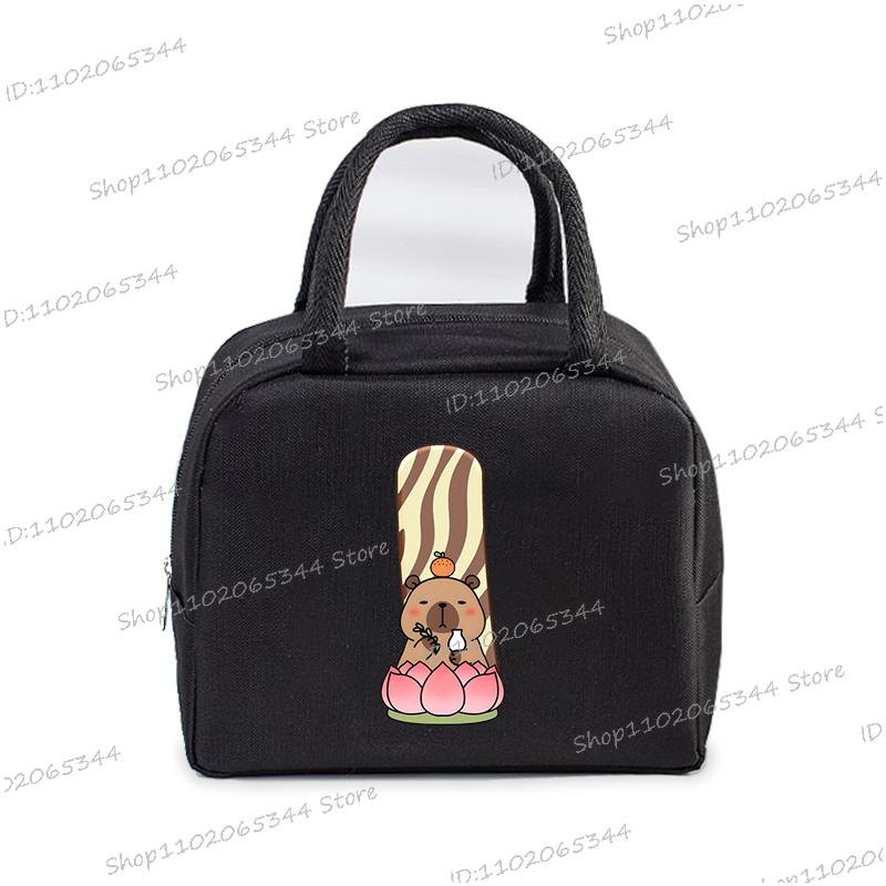 Lustige Cartoon-Capybara-Alphabet A-Z Tragbare Lunchtasche Damen Multifunktionale Isoliertasche Outdoor Kinder Bento Lunchtaschen