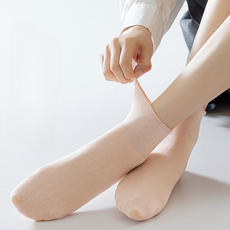 Women's Shallow Short Socks, Summer Thin Loose Lace Boneless Pure Cotton Postpartum Socks, Socks for The Elderly with Swollen and Plump Feet