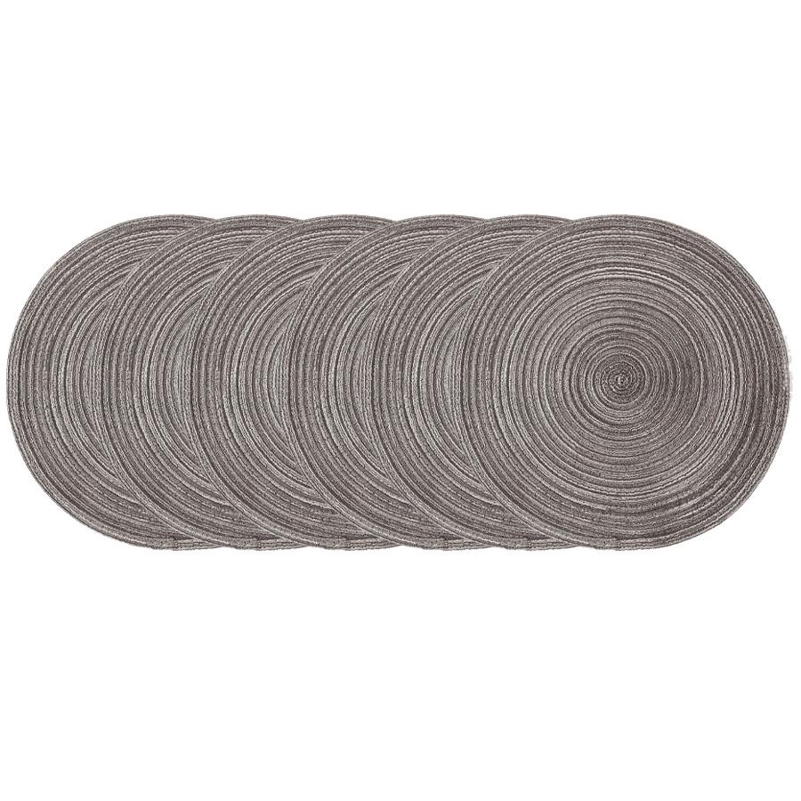 Placemats Set of 6, Washable Round Woven Place Mats for Kitchen Table 15 inch Table Mats (Grey,15 inch x 15 inch&Round) серый