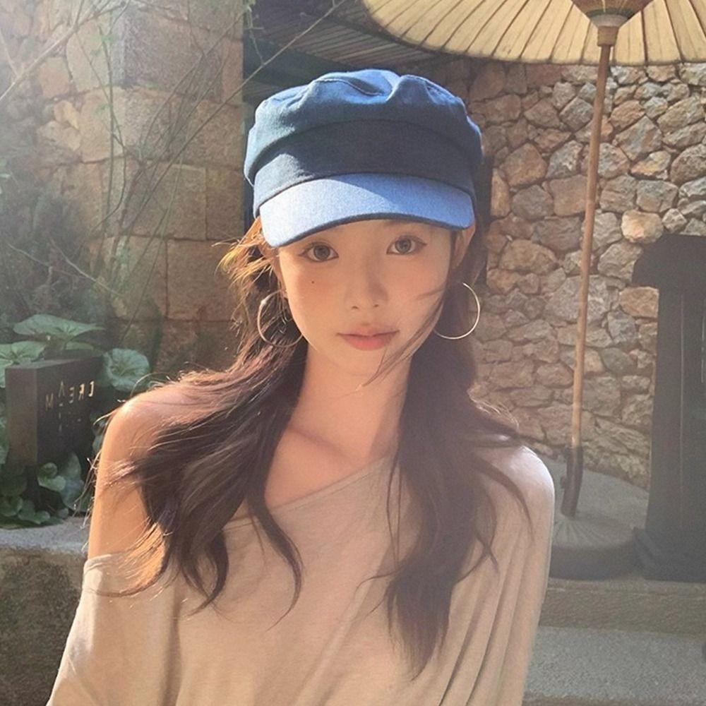 Newsboy Octagonal Cap Vintage Peaked Hats Retro Denim Berets Ladies