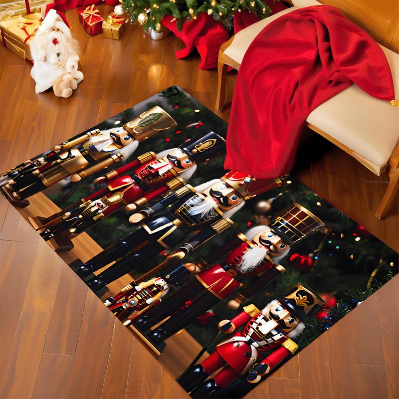 Christmas Nutcracker Welcome Doormat, Premium Flannel Holiday Rug, Indoor Outdoor Comfort Door Carpet for Home Decor