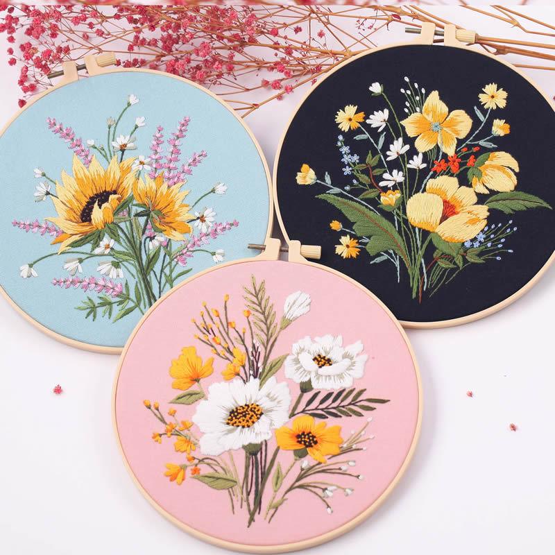 Embroidery DIY Material Package Kit Semi finished handmade cross stitch Su embroidery Craft Including Cloth Hoops Threads