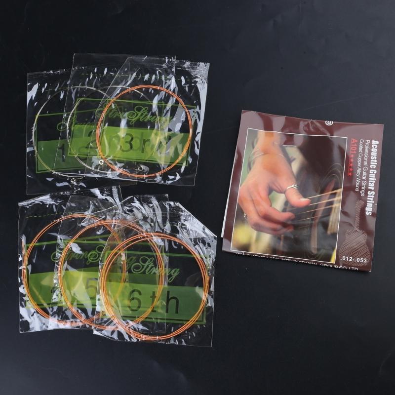 6 Pcs Folk Guitar Steel Core String 6-string Acoustic Guitar Strings Replacement
