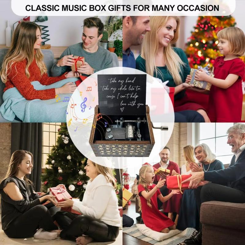 Can't Help Falling In Love Wood Music Box, Antique Engraved Musical Boxes Case for Love One Wooden Music Box - Gifts for Lover