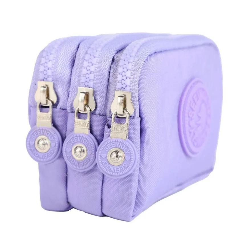 Mini Nylon Coin Purse Key Bag Women Wallets Zipper Waterproof Portable Three Layer Card Holder Female Girl Handbag Headphone Bag